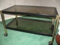 Redon, table basse verre-alu avec roulettes tbe