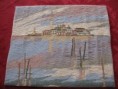 CANEVAS – TABLEAU FAIT MAIN REFLET DE LA VILLE SUR L’ EAU